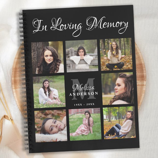 Carnet Modern Funeral GuestBook Photo Collage Memorial (Créateur téléchargé)