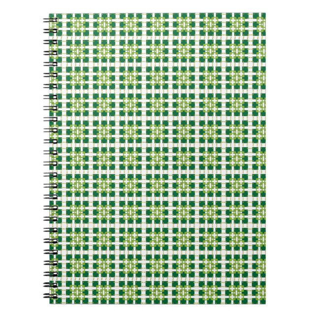 Carnet Modern geometric green Forest squares pattern (Devant)