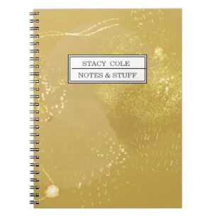 Carnet Modern Gold Faux Glitter Name Personalized