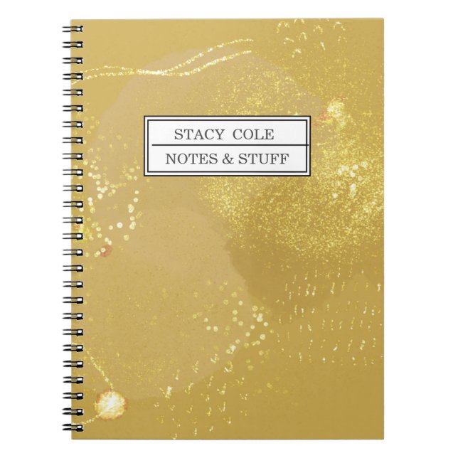 Carnet Modern Gold Faux Glitter Name Personalized (Devant)