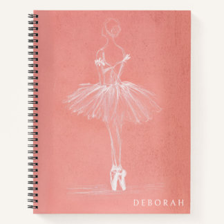 Carnet Modern Pink Ballerina Sketch Custom Name