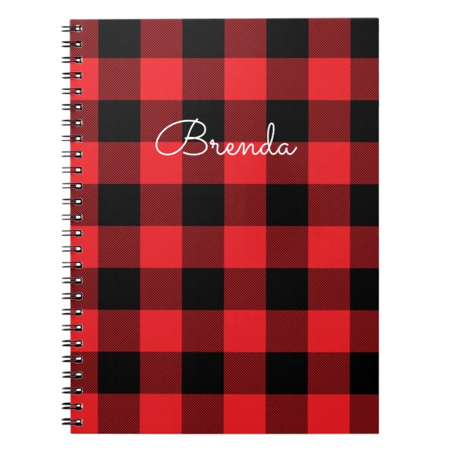 Carnet Modern Red and Black Buffalo Check (Devant)