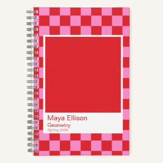 Carnet Modern Red and Pink Checkerboard Notebook