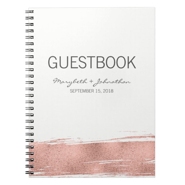 Carnet Modern Rose Gold Wedding Guest Book Notebook (Devant)