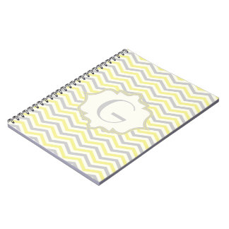 Carnet Modern yellow, grey, ivory chevron pattern custom