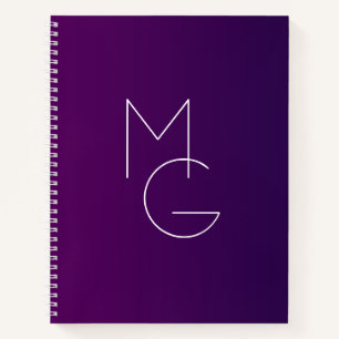 Carnet Moderne 2 Initiales   Ombre subtile violet profond