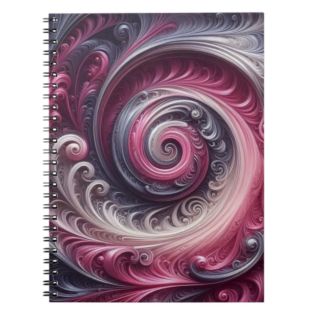 Carnet Moderne Abstrait Simple Tourbillonnant Rose et Vio (Devant)
