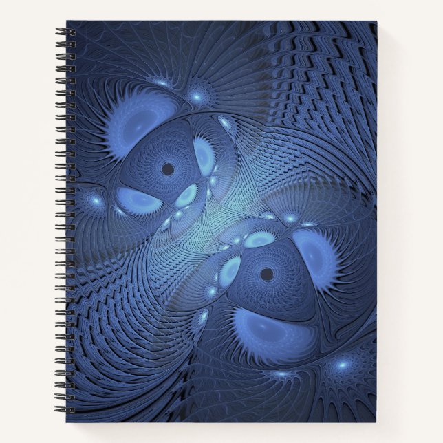 Carnet Moderne Abstrait tendance Dusk Blue Fractal Art (Devant)