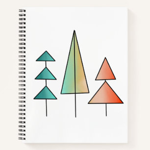 Carnet moderne arc-en-ciel arbres roses sarcelle simple m