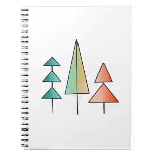 Carnet moderne arc-en-ciel arbres roses sarcelle simple m