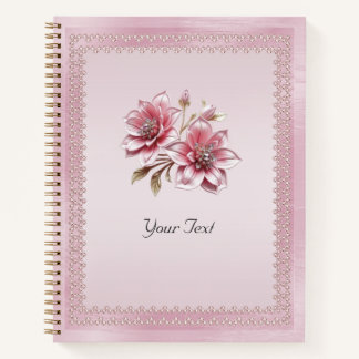 Carnet moderne aux fleurs roses