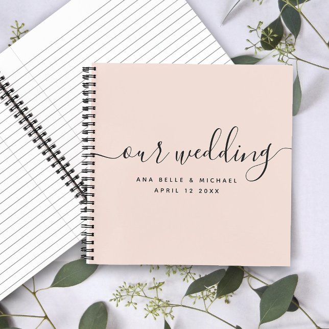 Carnet Moderne Blush Pink Élégant Script Mariage invité (Créateur téléchargé)