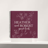 Moderne Bourgogne Personnalisé Floral Boho Mariage