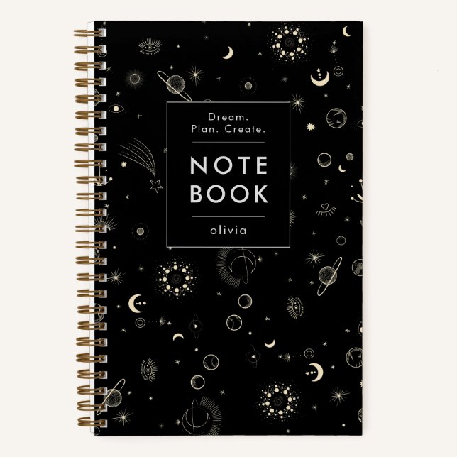 Carnet Moderne Céleste Motivationnel Noir (Recto)
