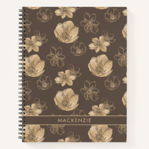 Carnet Moderne Chic Boho Gold Foil Motif Floral