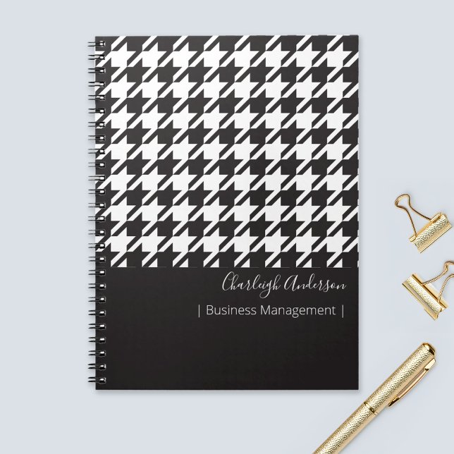 Carnet moderne chic noir et blanc Houndstooth (Créateur téléchargé)