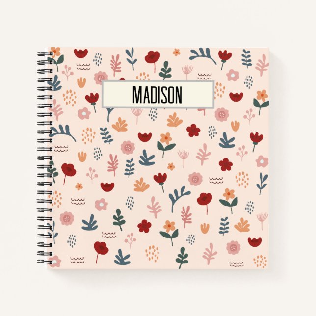 Carnet Moderne Cute Motif esthétique Fleur (Devant)