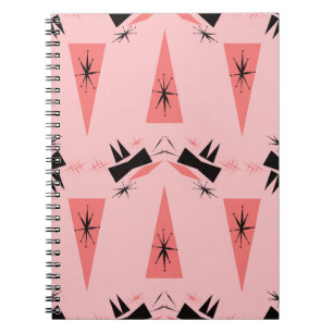 Carnet Moderne du milieu du siècle : Motif de corail rose