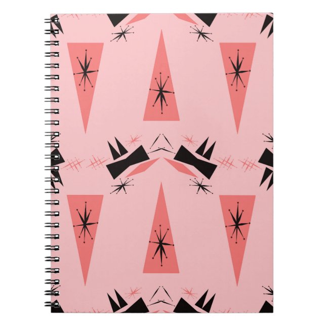 Carnet Moderne du milieu du siècle : Motif de corail rose (Devant)
