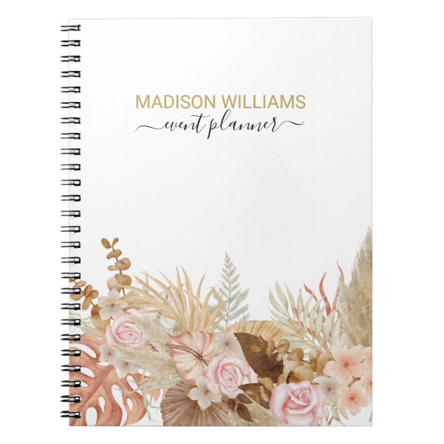 Carnet Moderne Elegant Boho Floral Professionnel (Devant)