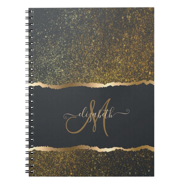 Carnet Moderne Élégant Monogramme au Touché d'Or (Devant)