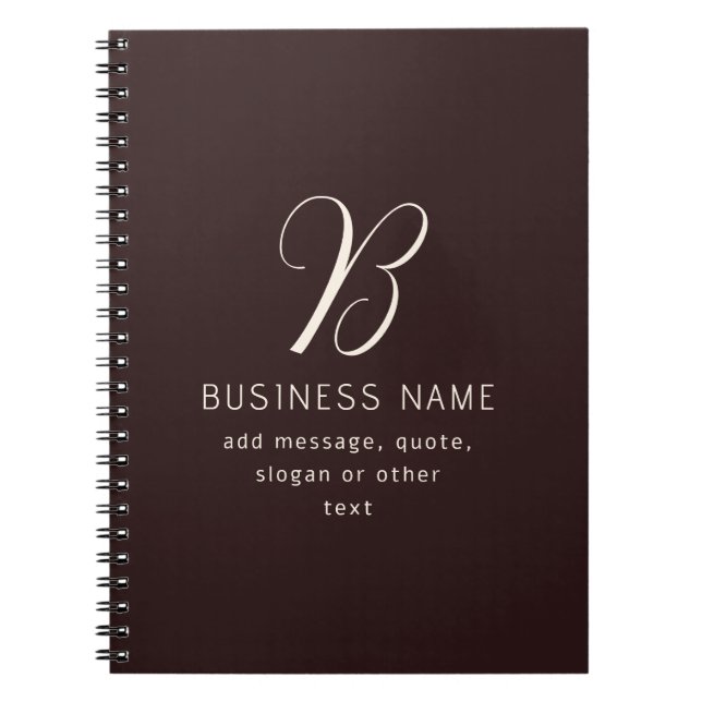 Carnet Moderne Élégant Nom commercial Monogramme | Brun f (Devant)