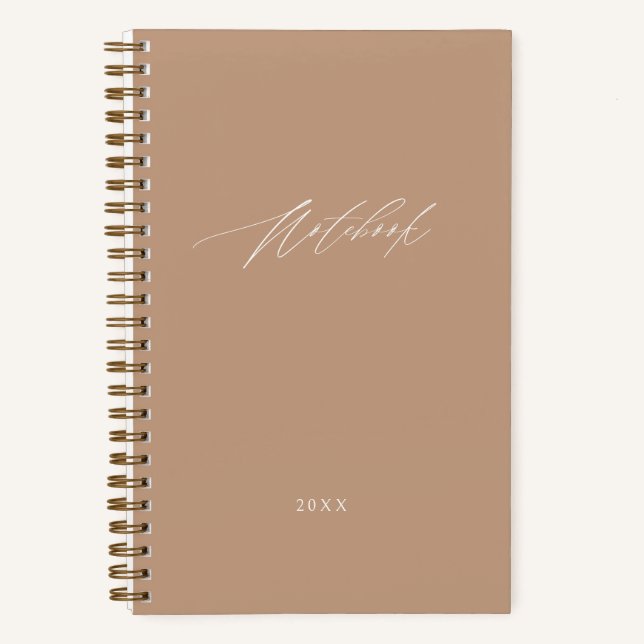 Carnet Moderne Élégant Script Minimal Beige Personnalisé (Recto)
