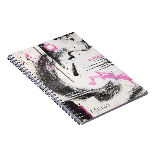 Carnet Moderne expressif rose et noir abstrait peint (Côté Droit)