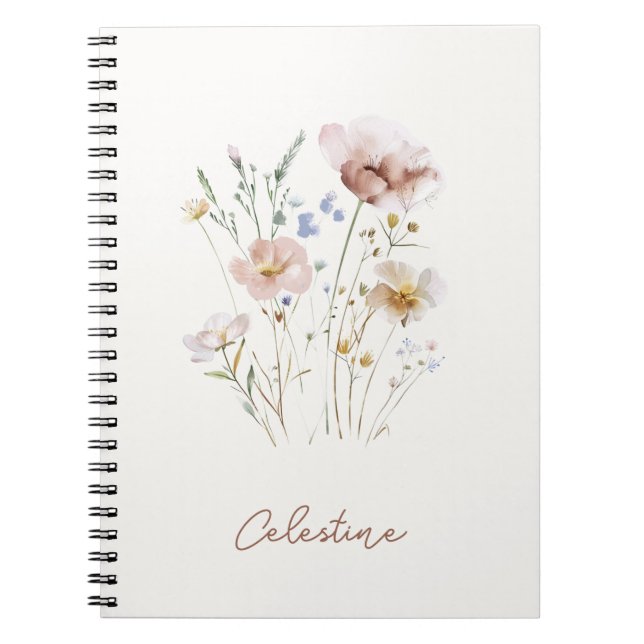 Carnet Moderne Fleur Personnalisée Douce (Devant)