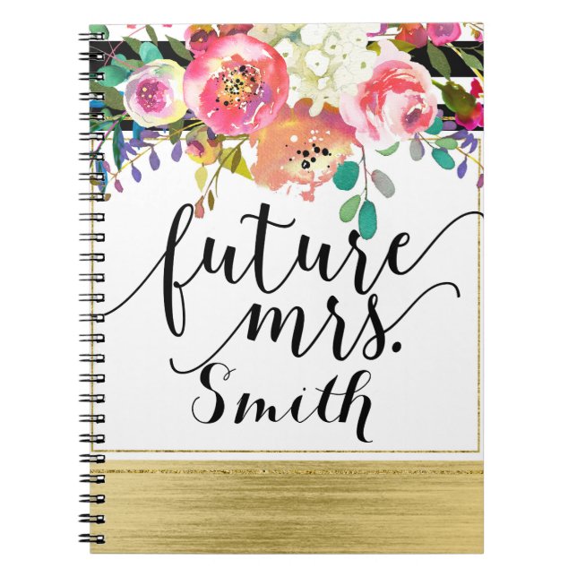 Carnet Moderne Floral Bright Bold Watercolor Future Mme. (Devant)