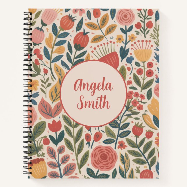 Carnet Moderne Floral Rose (Devant)