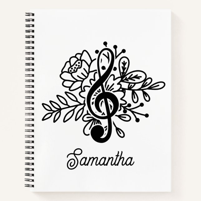 Carnet Moderne Floral Treble Clef Music Amateurs (Devant)