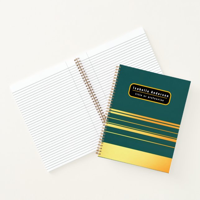 Carnet Moderne Green Gold Luxury Linen Texture Collection (Intérieur)