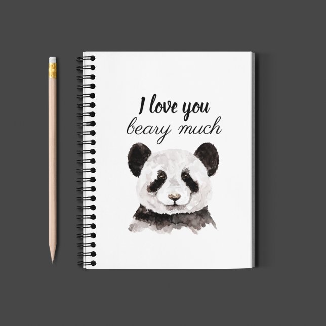 Carnet Moderne Je T'Aime Beary Beaucoup Panda Noir Et Bla (Créateur téléchargé)