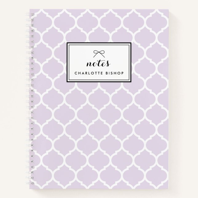 Carnet Moderne Lilac Quatrefoil Motif Personnalisé (Devant)