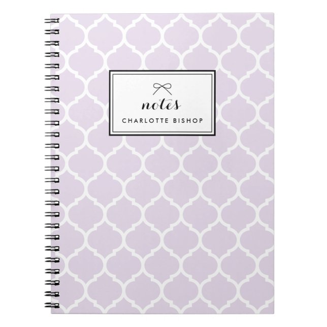 Carnet Moderne Lilac Quatrefoil Motif Personnalisé (Devant)