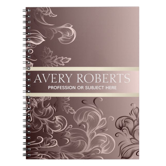 Carnet Moderne Metallic Élégant floral (Devant)