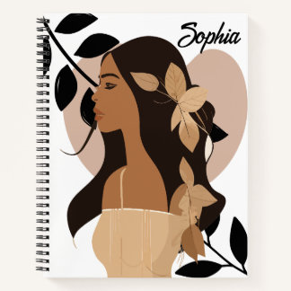 Carnet Moderne minimal Abstrait Boho Girl Nom personnalis