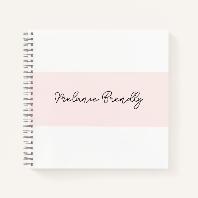 Carnet Moderne minimaliste chic rose blanc (Devant)