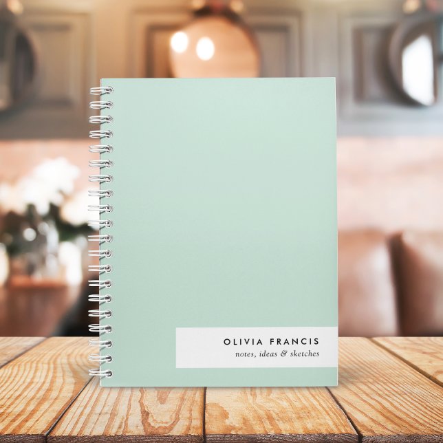 Carnet Moderne minimaliste Mint Green Pastel (Créateur téléchargé)