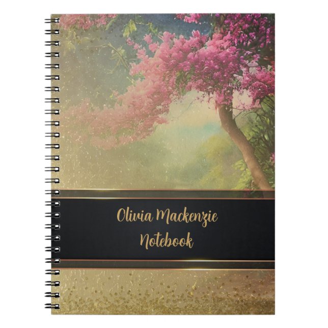 Carnet moderne Mist or fleurs fleurs cerisier (Devant)