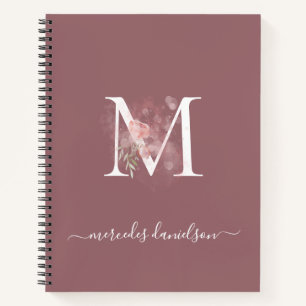 Carnet Moderne Monogramme Floral Rose Pâle Transparent