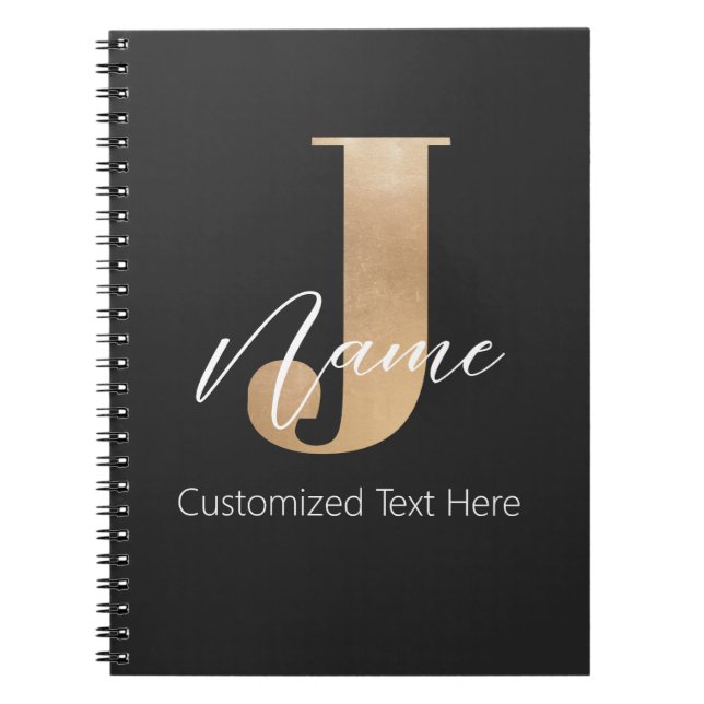 Carnet Moderne Monogramme Initial J & Nom Personnalisé (Devant)