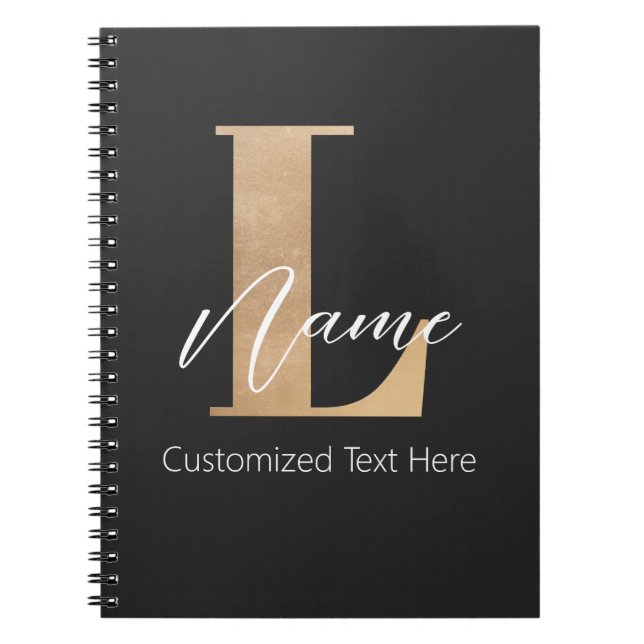 Carnet Moderne Monogramme Initiale L & Nom Personnalisé (Devant)