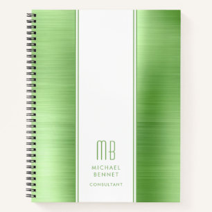 Carnet Moderne Monogramme Lime Green Business