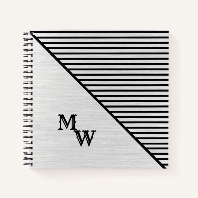 Carnet Moderne Monogramme Line Art (Devant)