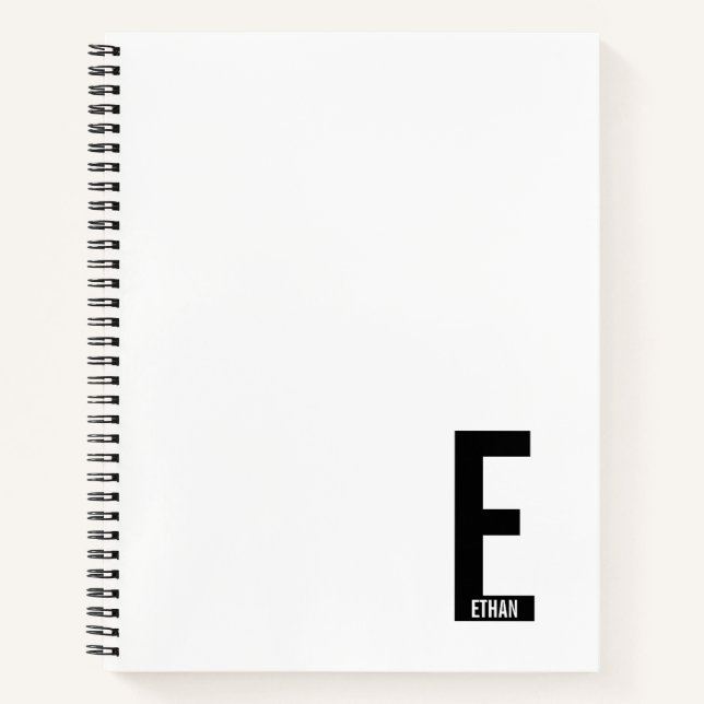 Carnet Moderne Monogramme Personnalisé Gras et Nom (Devant)