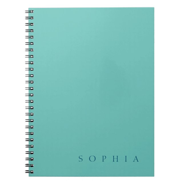 Carnet Moderne Nom Personnalisé Bleu et Sarcelle (Devant)