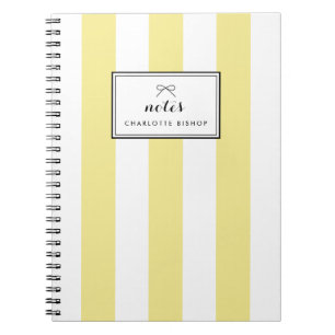 Carnet Moderne Pastel Jaune Rayures Verticales Personnali