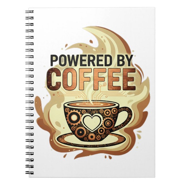 Carnet Moderne propulsé par le café – Typographie de café (Devant)